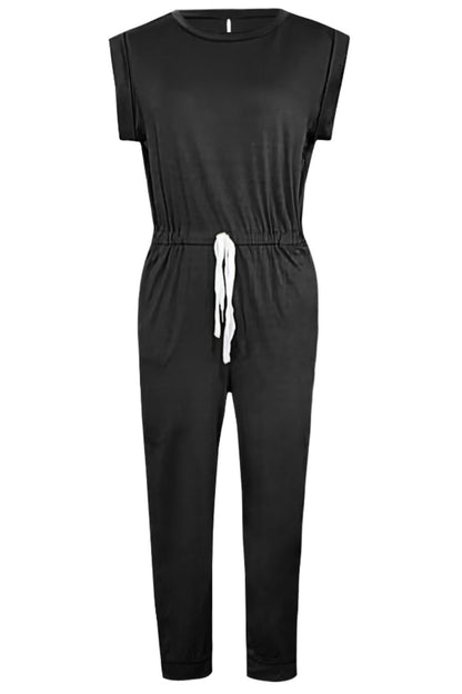 Drawstring Round Neck Sleeveless Jumpsuit-Angel Casuals