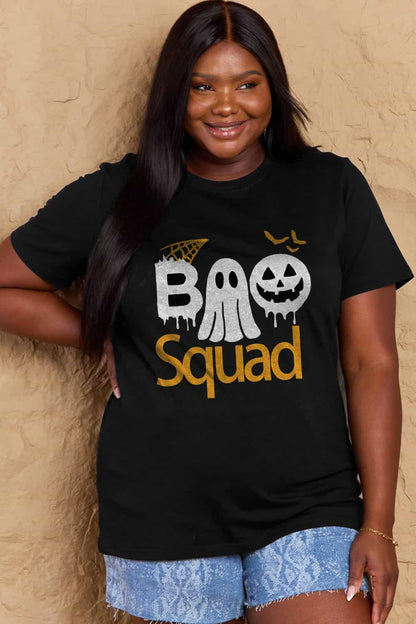 Simply Love Full Size BOO SQUAD Graphic Cotton T-Shirt-Angel Casuals