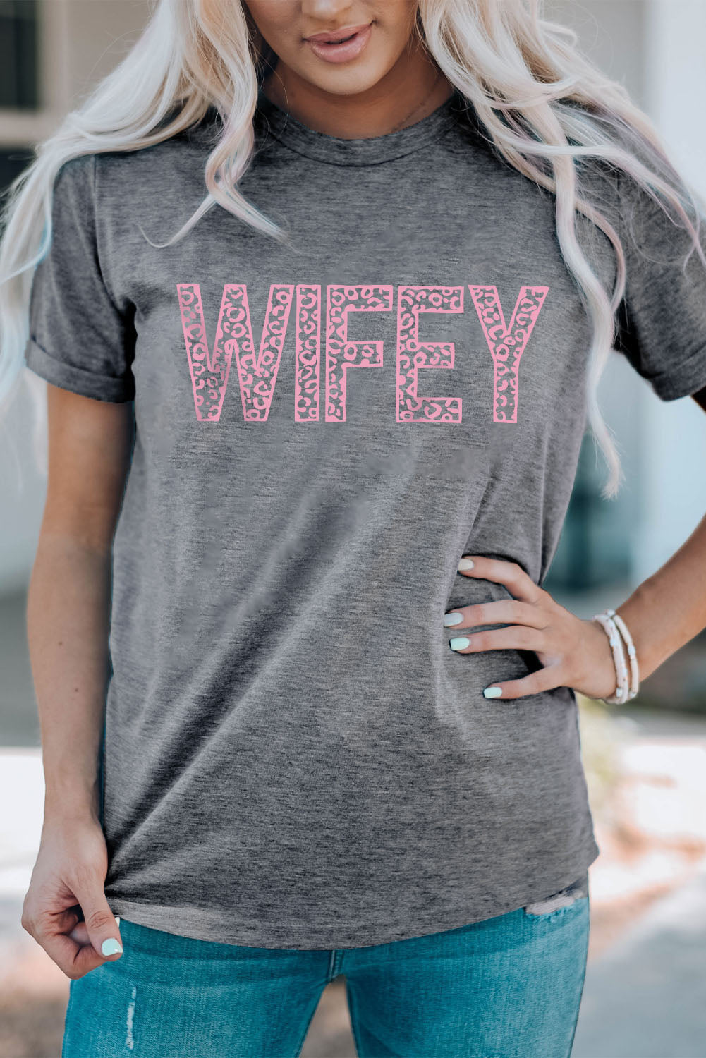 WIFEY Leopard Graphic Short Sleeve Tee-Angel Casuals