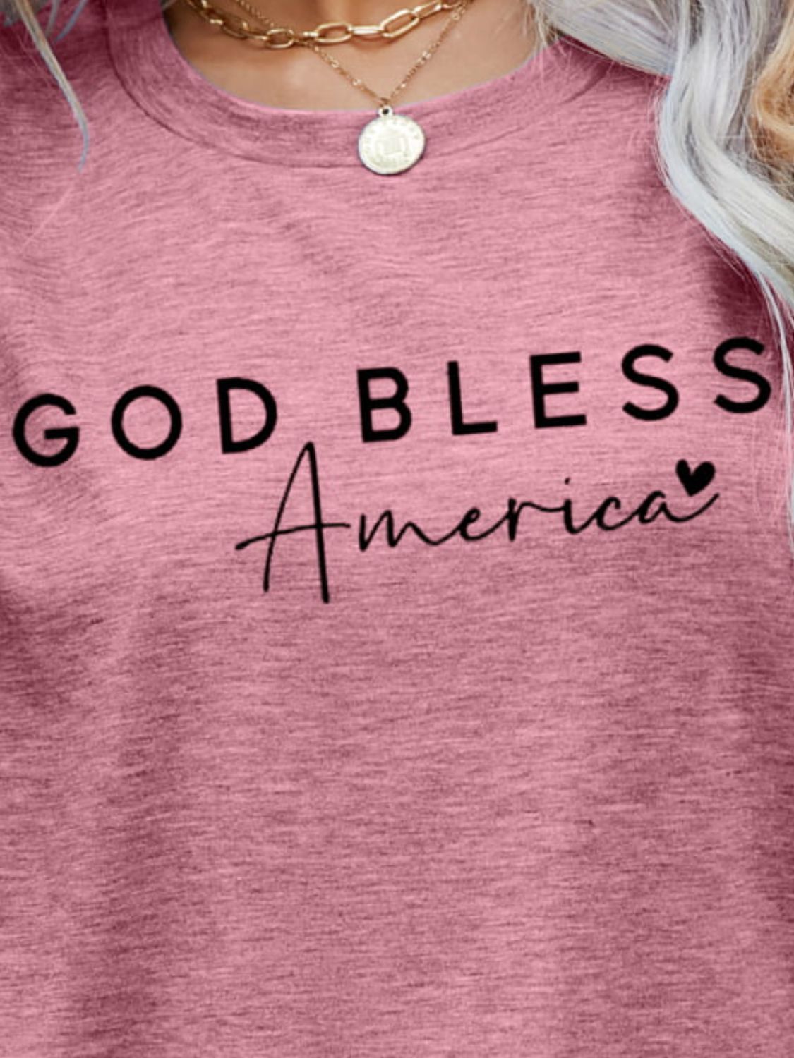 GOD BLESS AMERICA Graphic Short Sleeve Tee-Angel Casuals