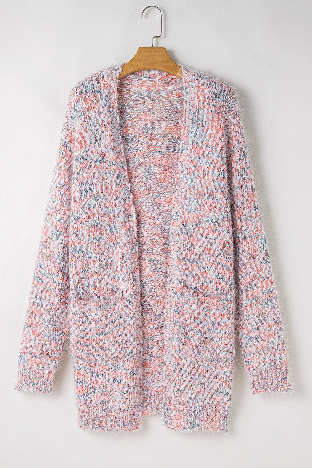 Pocketed Open Front Long Sleeve Cardigan-Angel Casuals