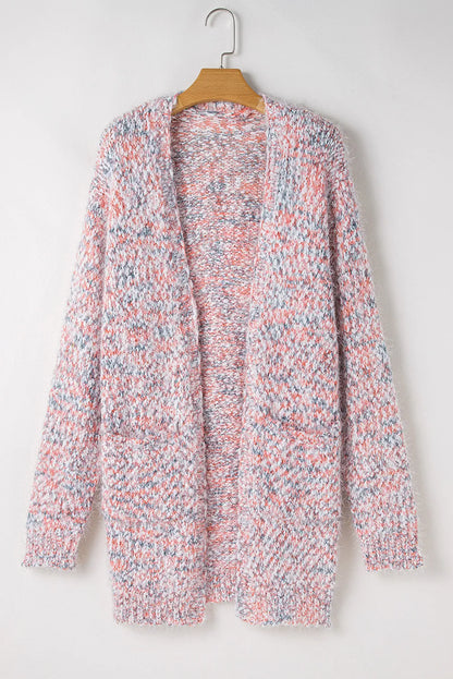 Pocketed Open Front Long Sleeve Cardigan-Angel Casuals