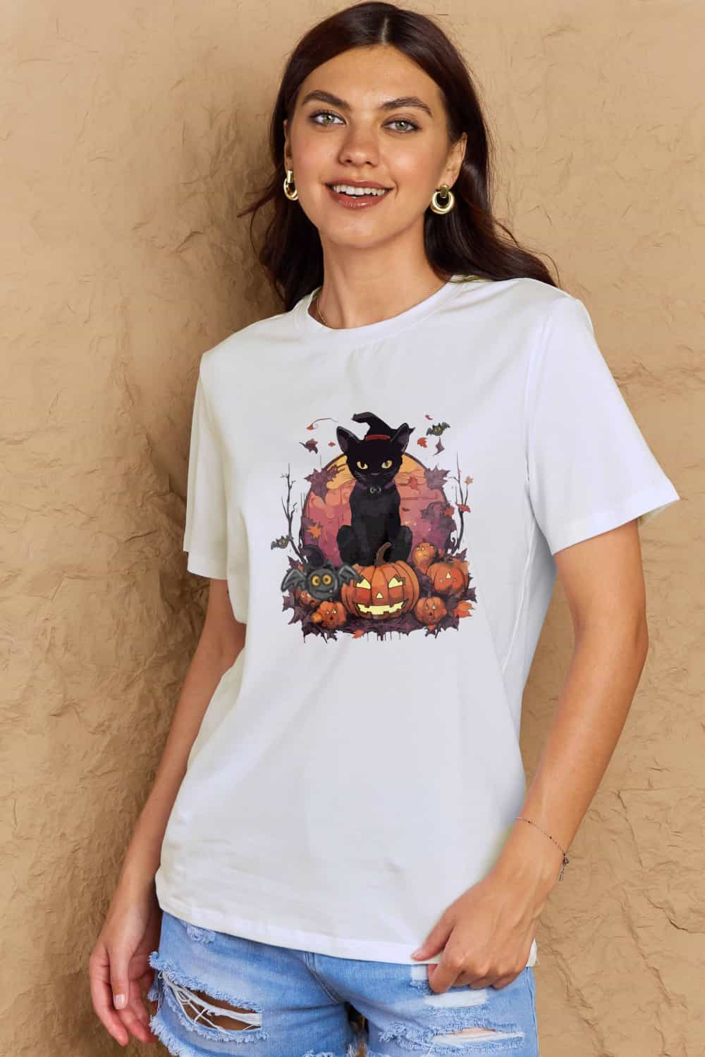 Simply Love Full Size Halloween Theme Graphic T-Shirt-Angel Casuals