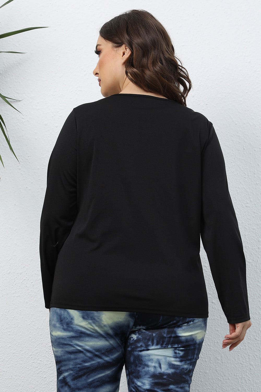 Plus Size Cutout Front Long Sleeve T-Shirt-Angel Casuals