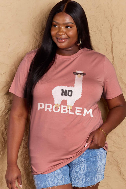 Simply Love Full Size NO PROBLEM Graphic Cotton Tee-Angel Casuals