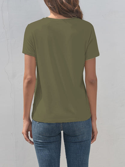 Heart Round Neck Short Sleeve T-Shirt-Angel Casuals