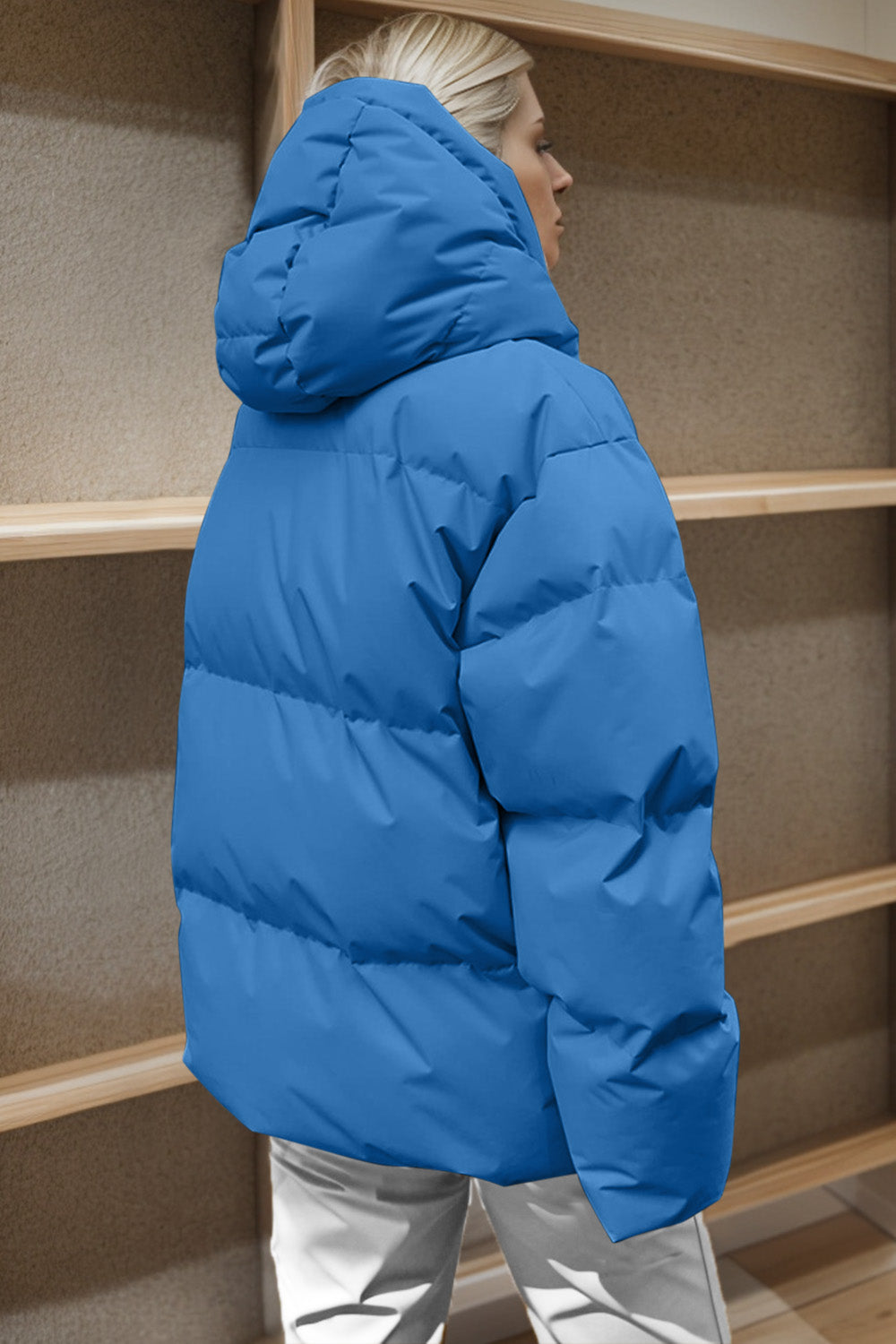Pocketed Zip Up Hooded Puffer Jacket-Angel Casuals