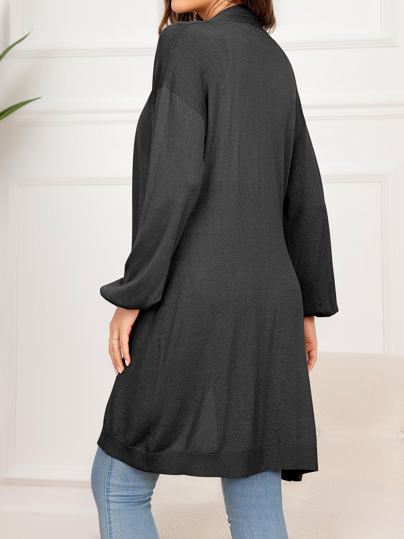 Dropped Shoulder Open Front Longline Cardigan-Angel Casuals