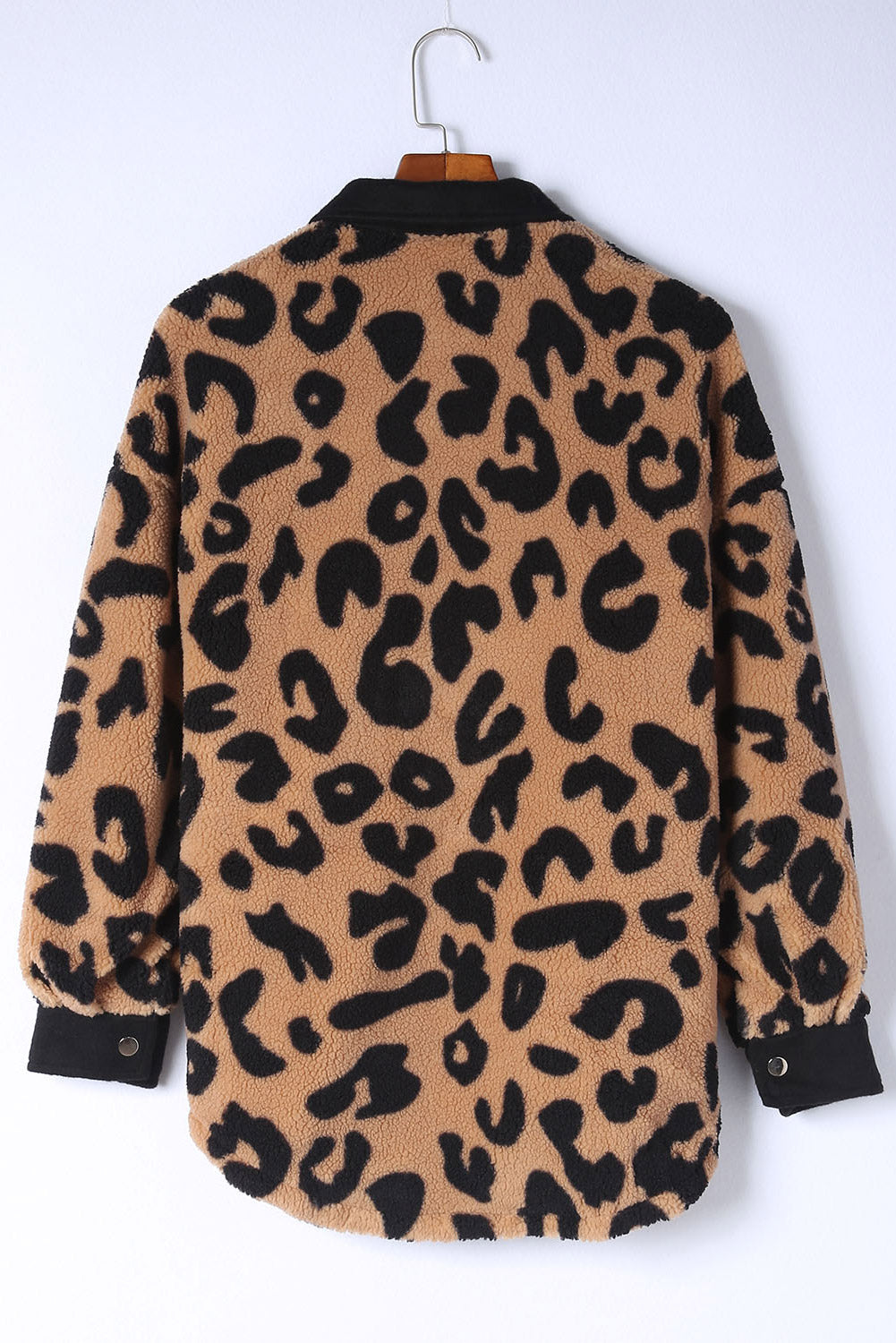 Leopard Button Up Long Sleeve Jacket-Angel Casuals