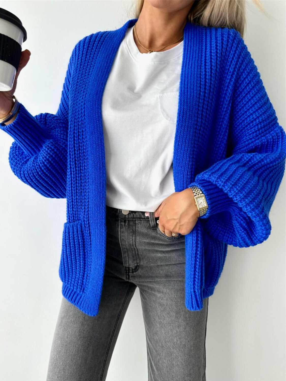 Open Front Dropped Shoulder Cardigan-Angel Casuals