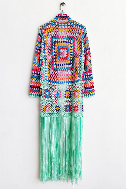 Fringe Tied Long Sleeve Cardigan-Angel Casuals