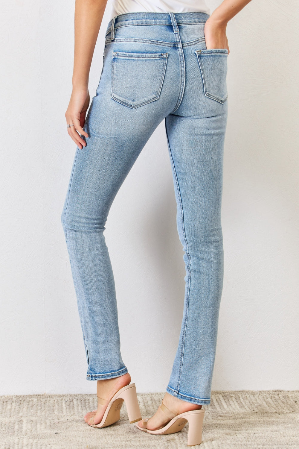 Kancan Full Size Mid Rise Y2K Slit Bootcut Jeans-Angel Casuals