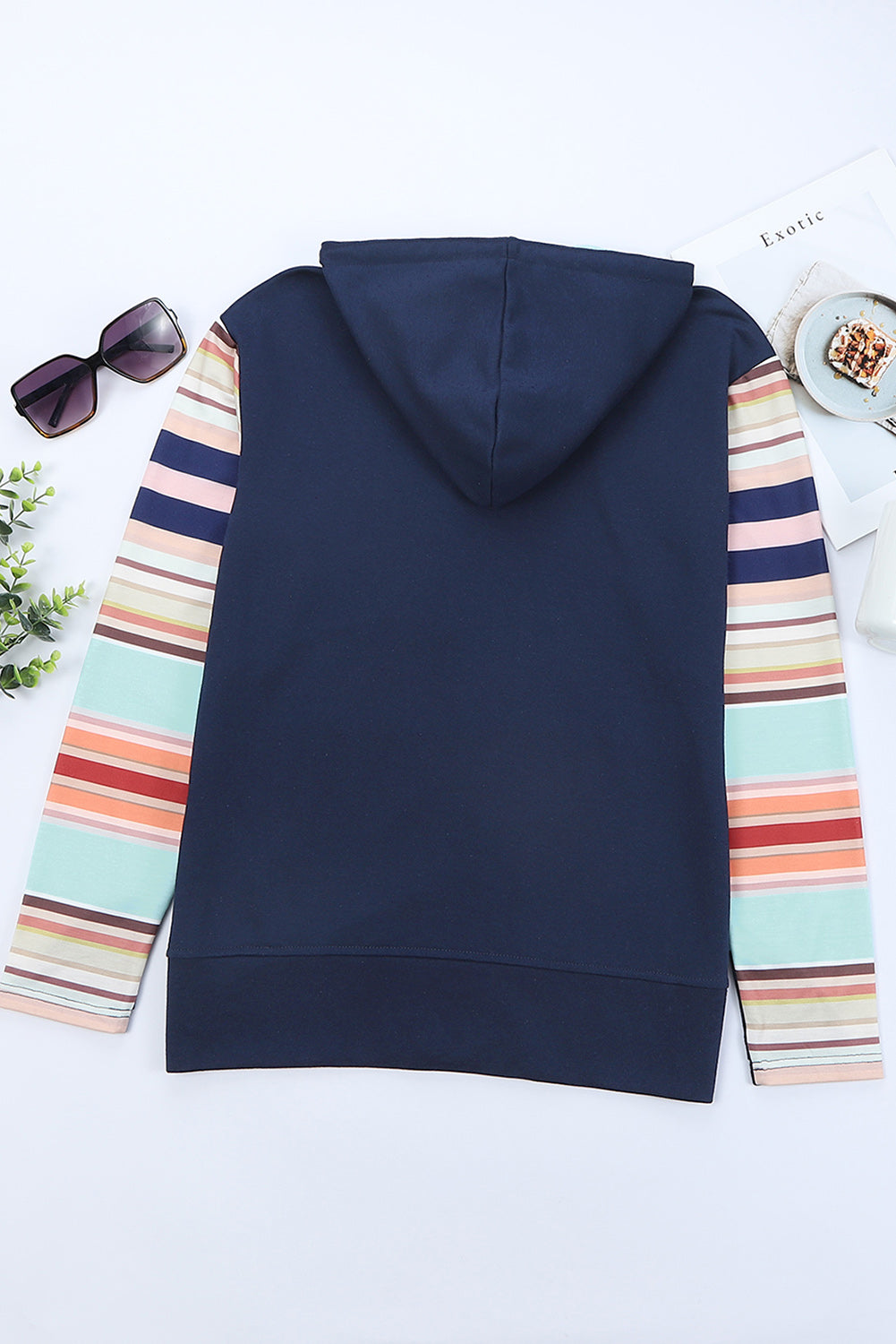 Double Take Striped Color Block Zip Up Jacket-Angel Casuals