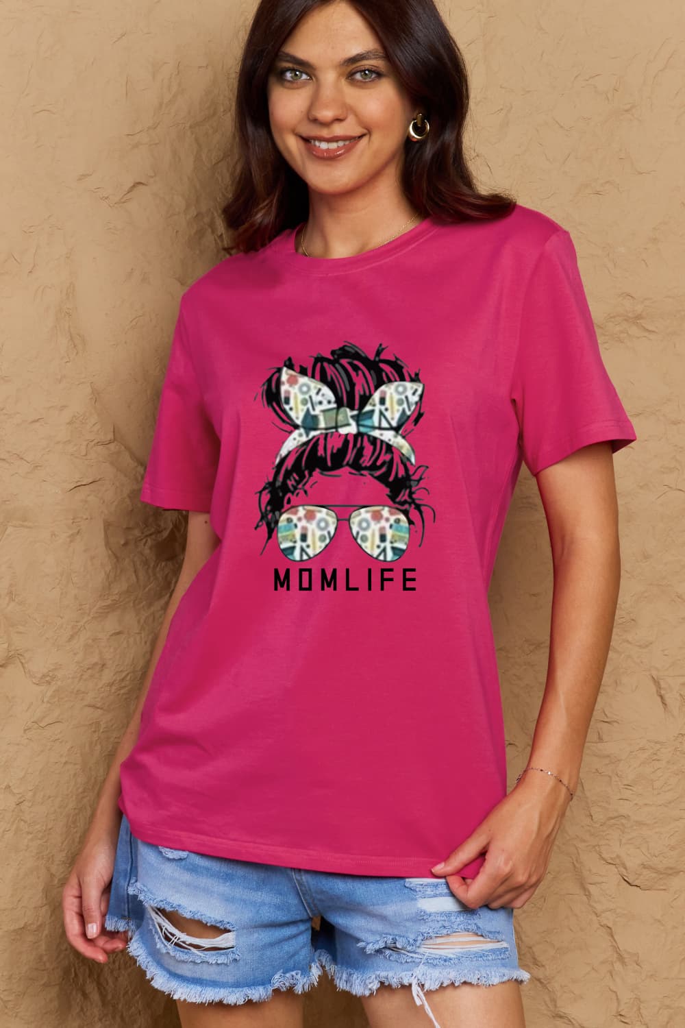 Simply Love Full Size MOM LIFE Graphic Cotton T-Shirt-Angel Casuals