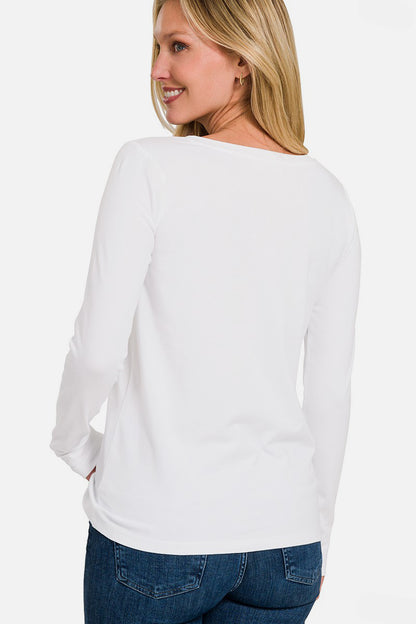 Zenana Full Size V-Neck Long Sleeve T-Shirt-Angel Casuals