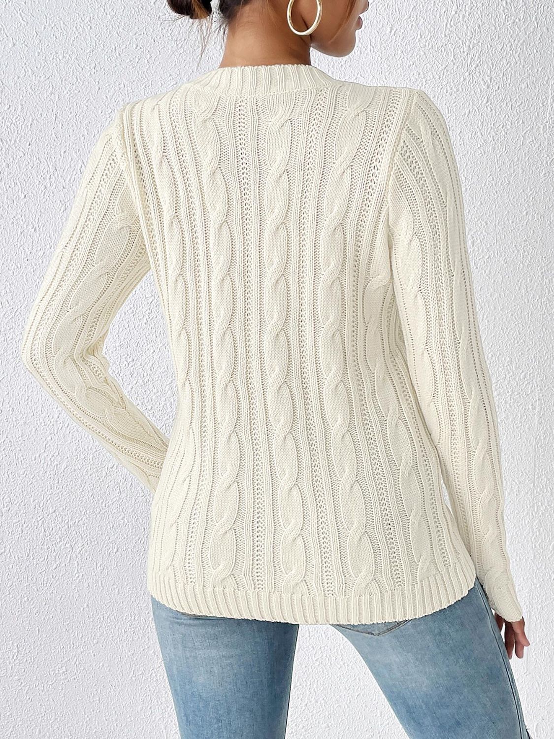 Cable-Knit Round Neck Sweater-Angel Casuals