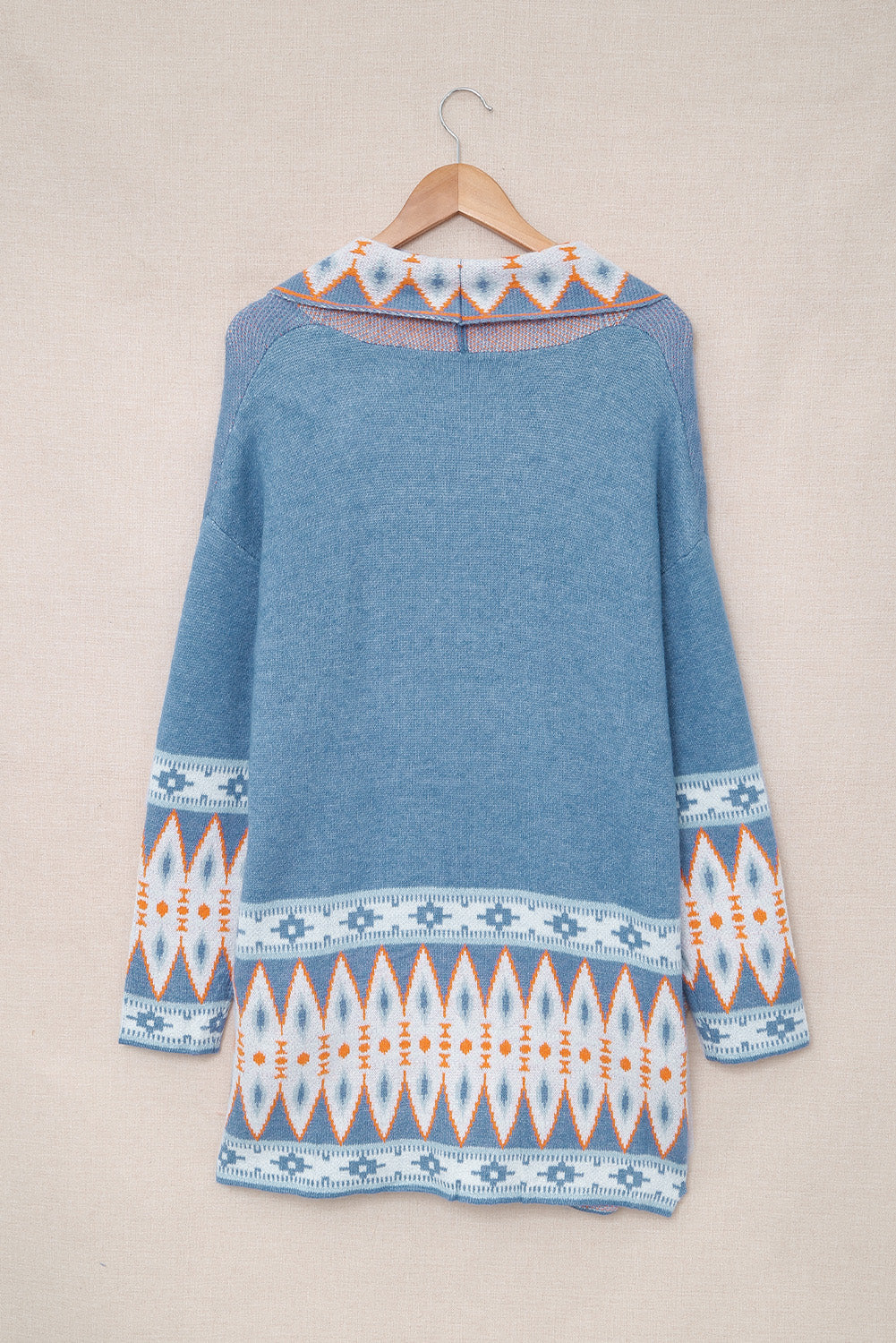 Geometric Open Front Long Sleeve Cardigan-Angel Casuals