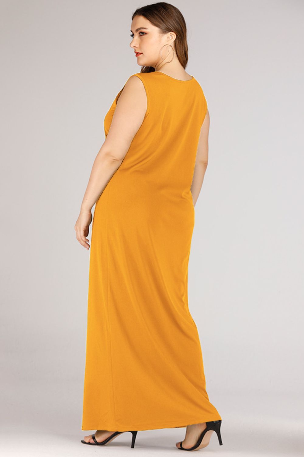 Plus Size Scoop Neck Maxi Tank Dress-Angel Casuals