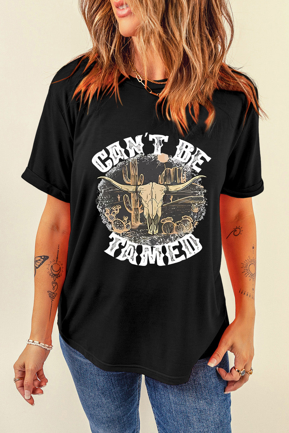 Graphic Round Neck Short Sleeve T-Shirt-Angel Casuals