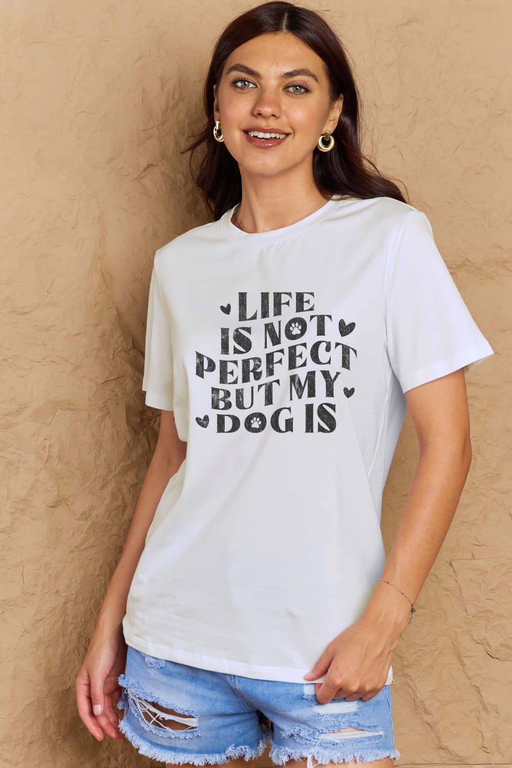 Simply Love Full Size Dog Slogan Graphic Cotton T-Shirt-Angel Casuals