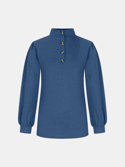 Full Size Mock Neck Long Sleeve T-Shirt-Angel Casuals