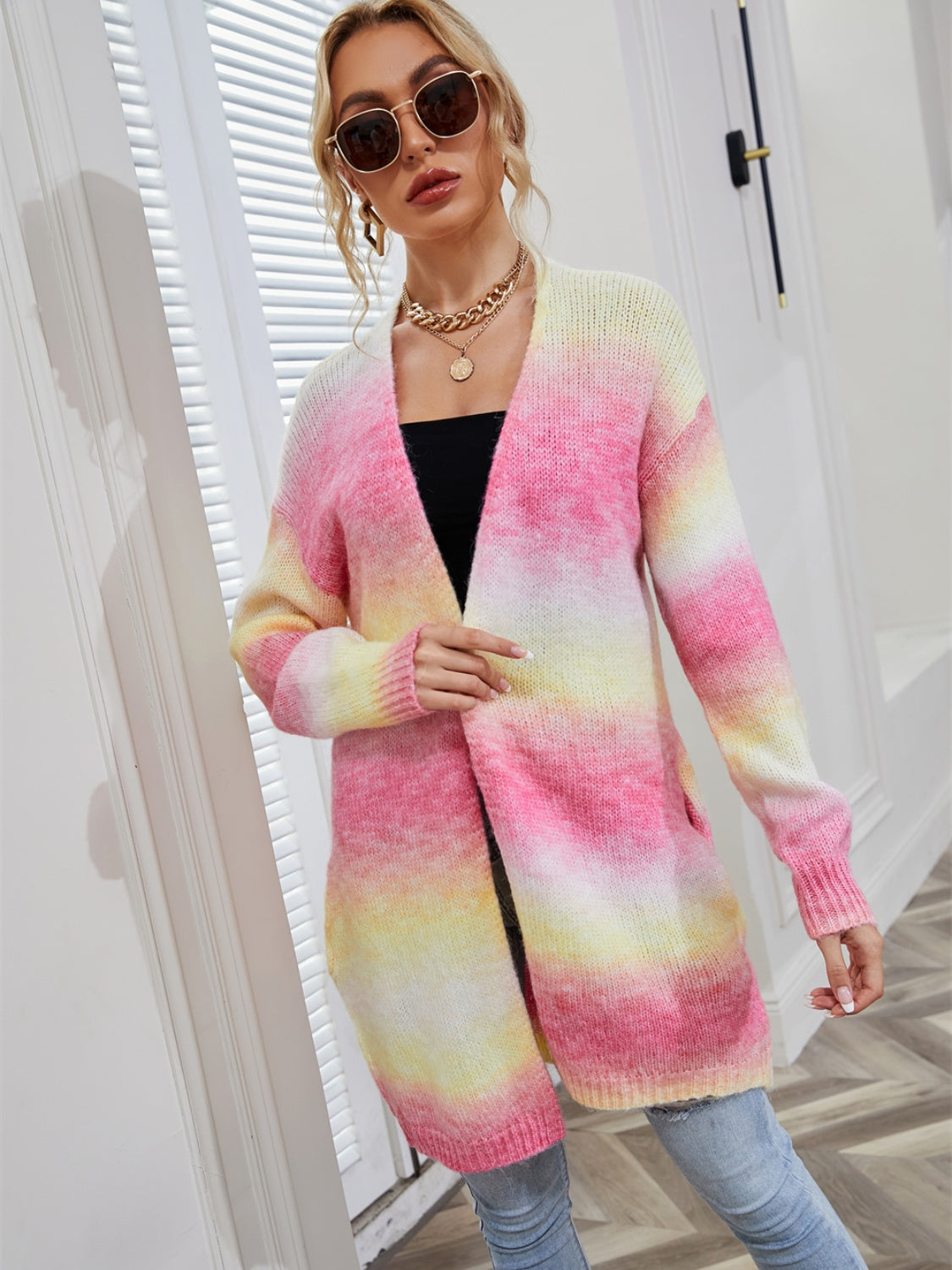Angel Wings Full Size Gradient Open Front Cardigan-Angel Casuals