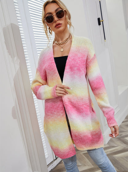 Angel Wings Full Size Gradient Open Front Cardigan-Angel Casuals