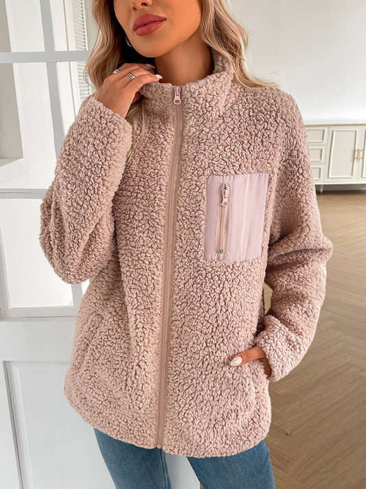 Ivy Lane Zip Up Long Sleeve Fuzzy Jacket-Angel Casuals