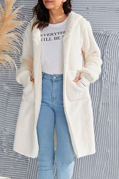 Double Take Full Size Hooded Teddy Bear Jacket with Thumbholes-Angel Casuals