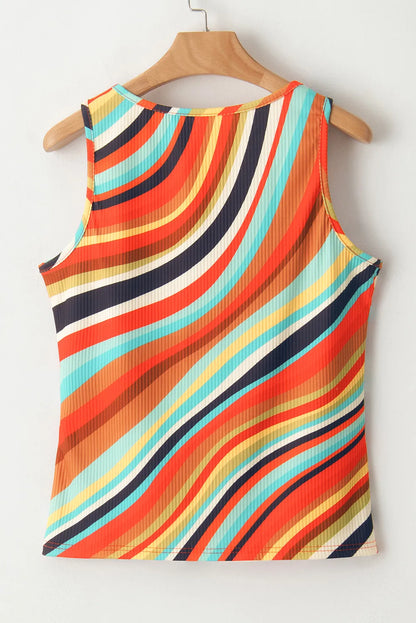 Color Block Round Neck Tank-Angel Casuals