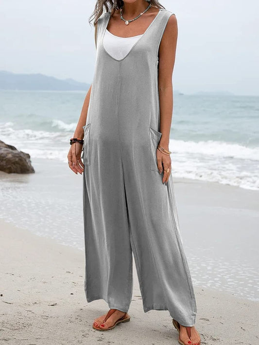 Full Size Wide Strap Jumpsuit with Pockets-Angel Casuals