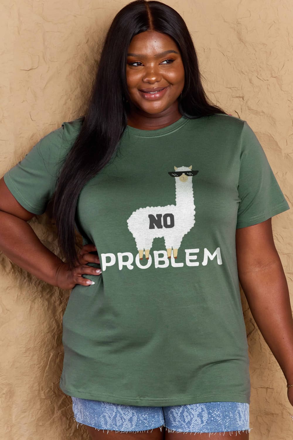 Simply Love Full Size NO PROBLEM Graphic Cotton Tee-Angel Casuals