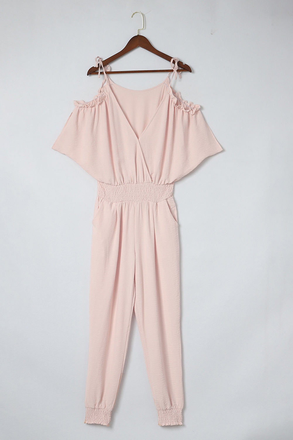 Frill Surplice Cold Shoulder Jumpsuit-Angel Casuals