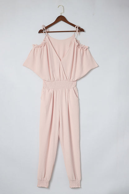 Frill Surplice Cold Shoulder Jumpsuit-Angel Casuals