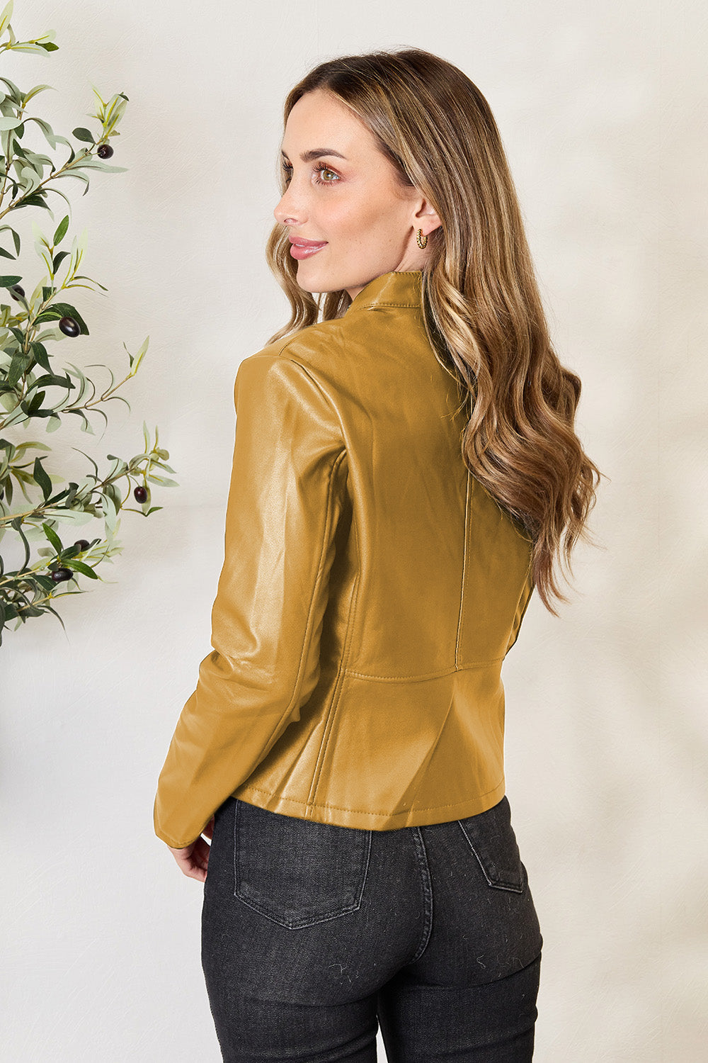 Mock Neck Zip Up Jacket-Angel Casuals
