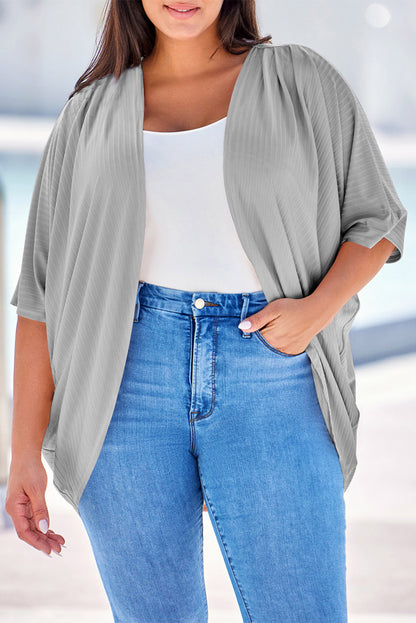 Plus Size Ribbed Cocoon Cover Up-Angel Casuals
