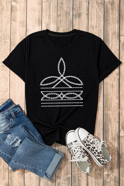 Graphic Round Neck Short Sleeve T-Shirt-Angel Casuals
