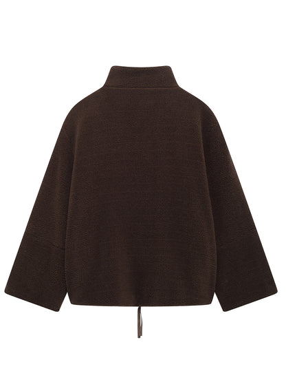 Turtleneck Zip Up Long Sleeve Plush Jacket-Angel Casuals