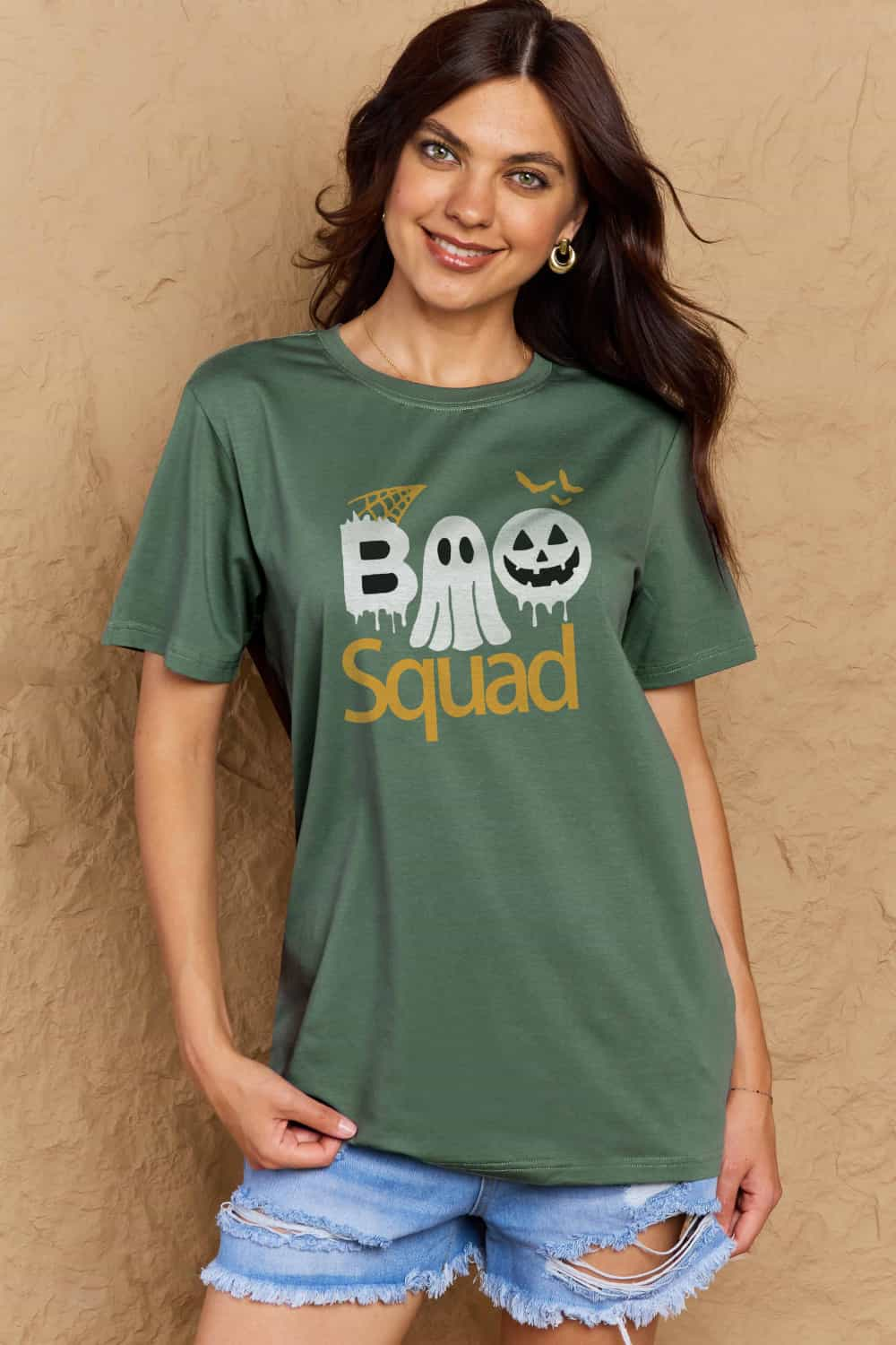 Simply Love Full Size BOO SQUAD Graphic Cotton T-Shirt-Angel Casuals