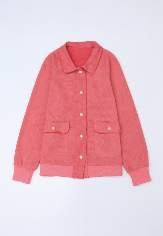 Snap Down Flap Pocket Long Sleeve Shacket-Angel Casuals