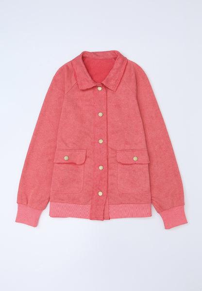 Snap Down Flap Pocket Long Sleeve Shacket-Angel Casuals
