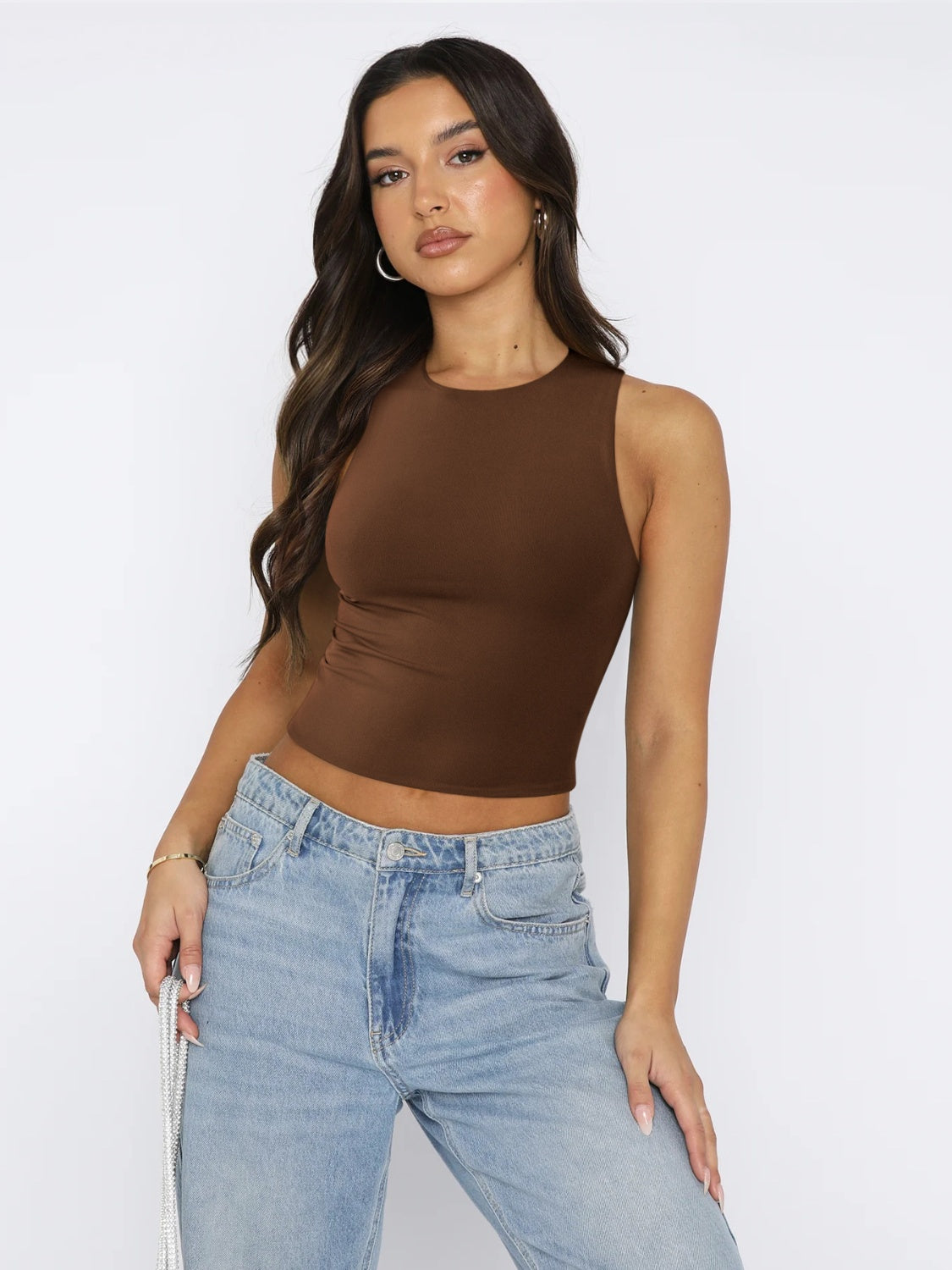 Round Neck Cropped Tank-Angel Casuals