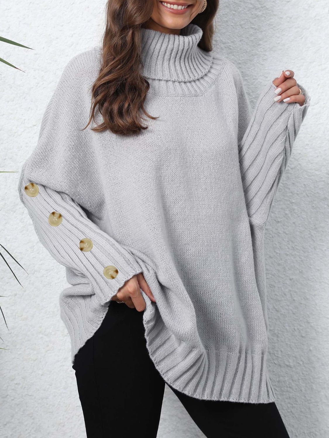 Turtleneck Long Sleeve Sweater-Angel Casuals