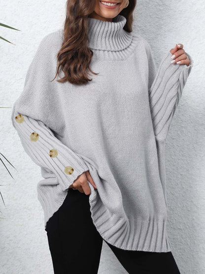 Turtleneck Long Sleeve Sweater-Angel Casuals