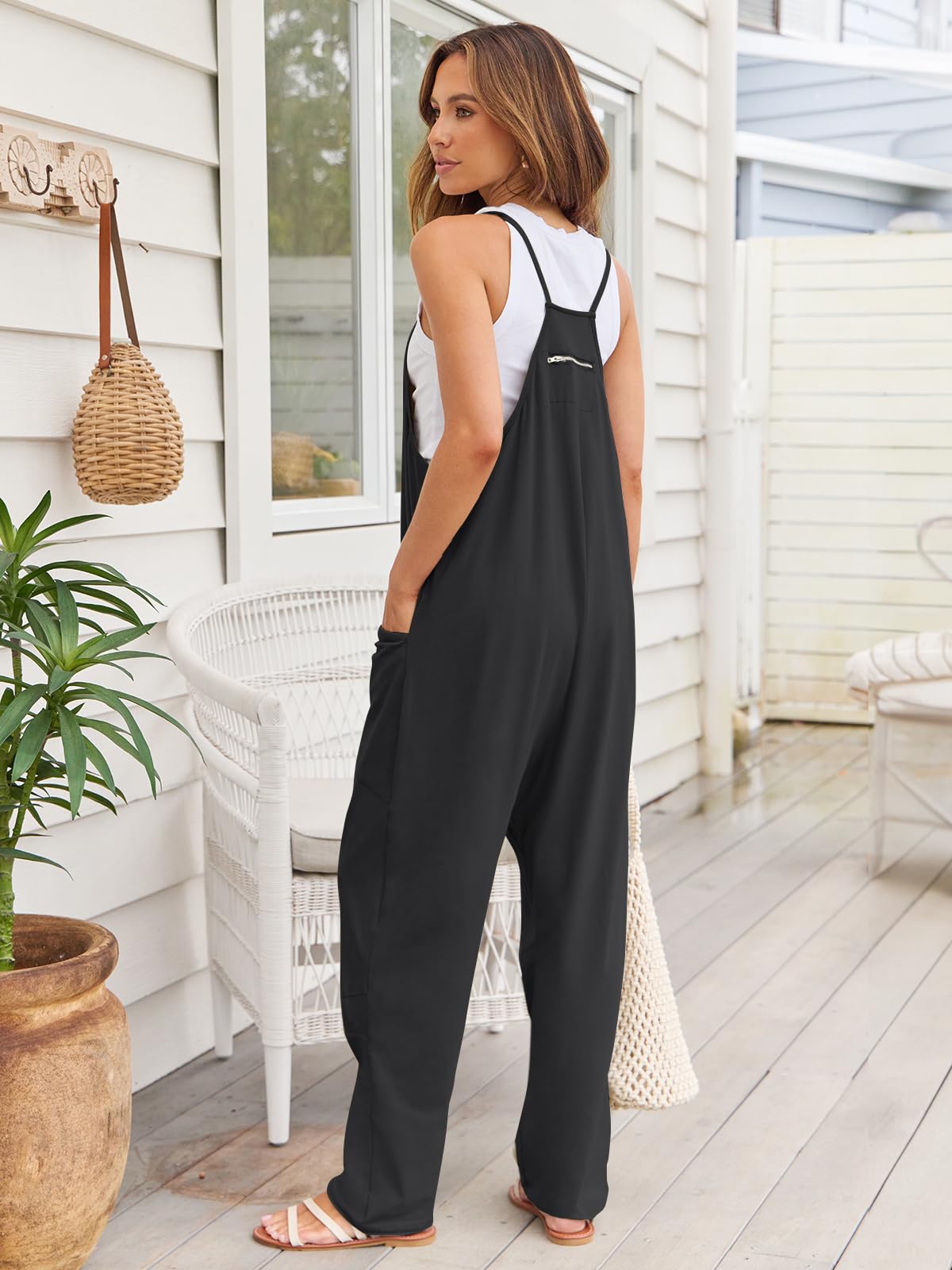 V-Neck Spaghetti Strap Jumpsuit-Angel Casuals