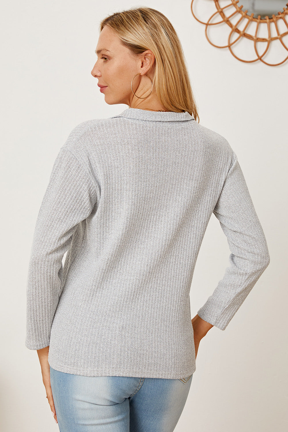Collared Neck Dropped Shoulder T-Shirt-Angel Casuals