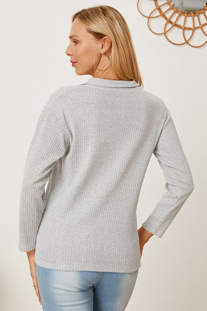 Collared Neck Dropped Shoulder T-Shirt-Angel Casuals