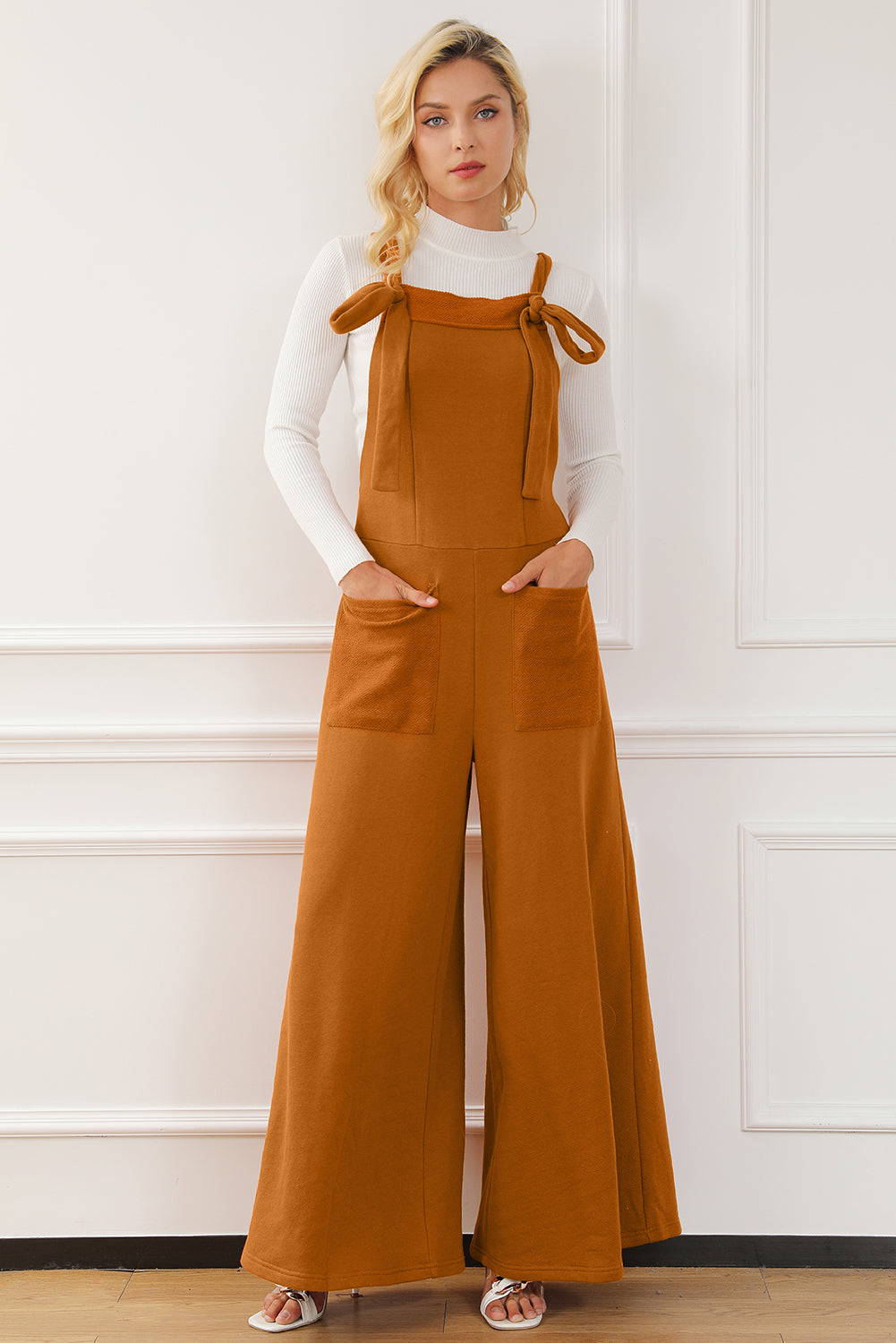 Pocketed Square Neck Wide Strap Jumpsuit-Angel Casuals