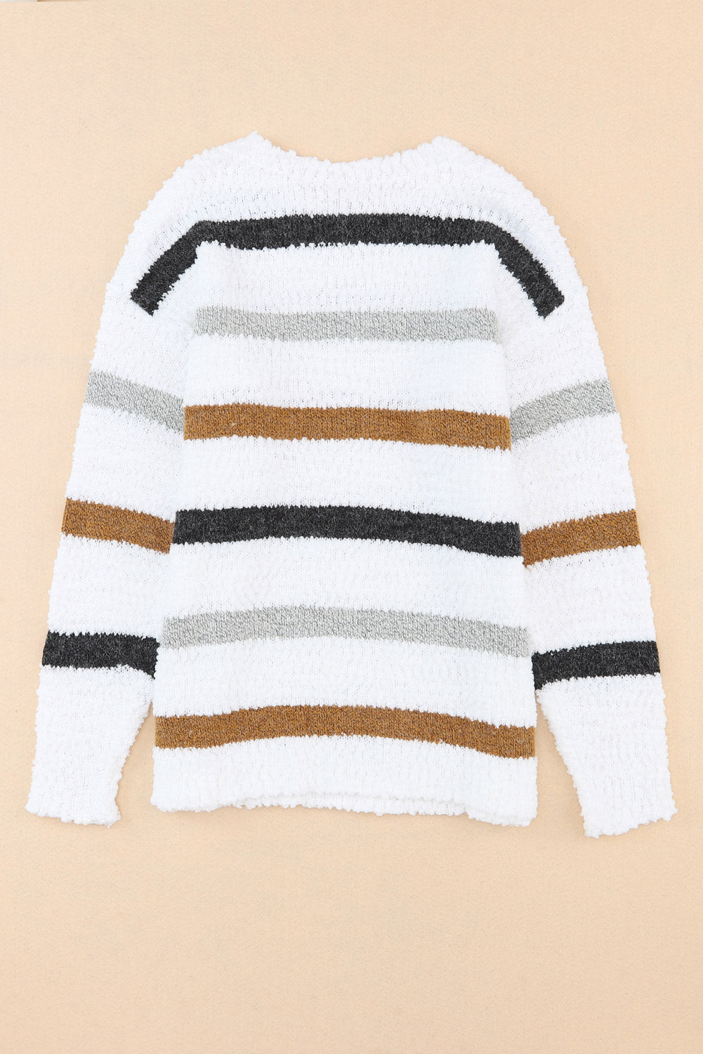 Striped Round Neck Dropped Shoulder Sweater-Angel Casuals