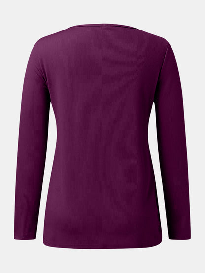 Full Size Scoop Neck Long Sleeve T-Shirt-Angel Casuals